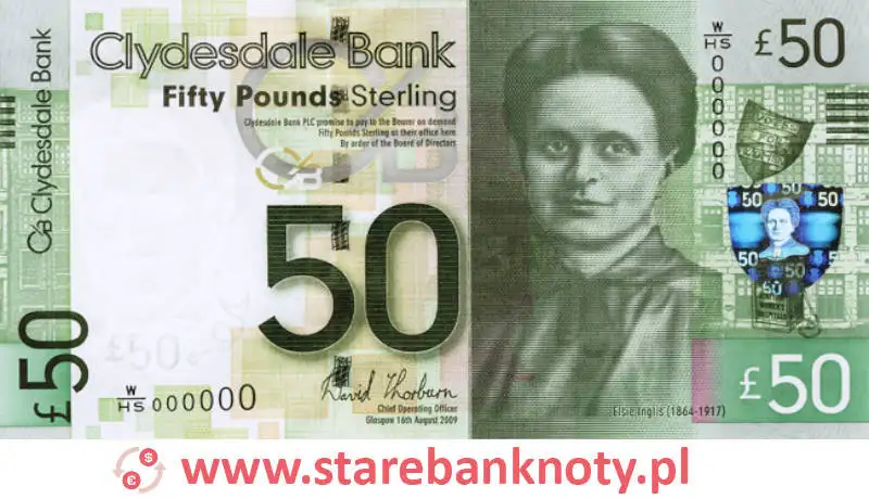 widok banknotu 50 funtów szkockich awers seria : World Heritage